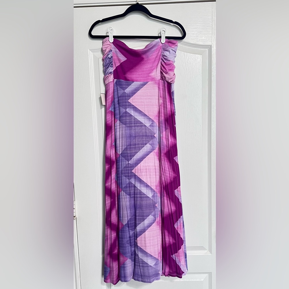 Jaclyn Smith Pink and Purple Strapless Dress